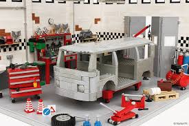 Sandblasted Vw T2 Bodywork In The Garage Lego Lego Cars Cool Lego Creations