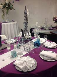 The Paris Table Setting Is Great For Themed Weddings Or Parisian Themed Parties Des Wedding Table Themes Paris Themed Wedding Centerpieces Paris Theme Wedding