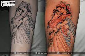 Radhe Krishna Tattoo Done By Bhavinpatel Professional Tattoo Artist At Inksign Tattoos India Best Tatto Krishna Tattoo Tattoo India Creative Tattoos