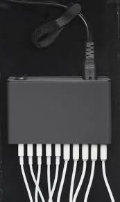 Steelcase flex charging cart optional Charging Kiosk For Tabletop 10 Cables Lightning Micro Usb Black Charging Station Organizer Mobile Charging Station Charging Station