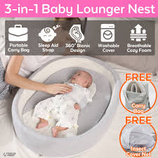 Cuddles safer bather infant bath pillow and lounger has all of the features every parent needs to assure baby's bathing and lounging time is as safe and comfortable as can be. Toddler Finest 3 In 1 Portable 100 Cotton Soft Breathable Hypoallergenic Baby Lounger Nest Bionic Bumper Bed With Mosquito Net