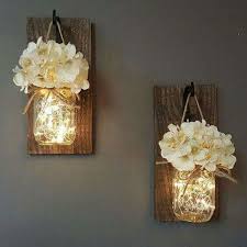 27 Rustic Wall Decor Ideas To Turn Shabby Into Fabulous Home Decor Sets Mason Jar Sconce Mason Jar Decorations
