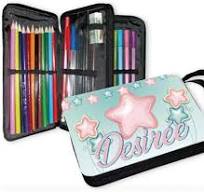 Generico Astuccio per Scuola STELLA Asilo Elementare Media completo con 2 3  zip scomparti Bambino Bambina Personalizzabile con testo Nome con colori,  ...