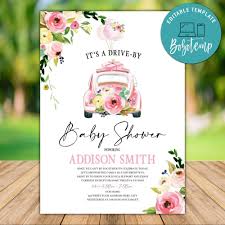 These free decorations can be hung on walls or set on tables. Pink Floral Drive By Baby Shower Invitation Free Thank You Tag Bobotemp