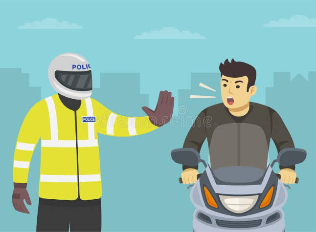 Moto Patrol Officer Makes a Stop Gesture with His Hand. Angry Male Motorcycle Rider Yelling at Police Stock Vector - Illustration of vector, clothing: 270943075