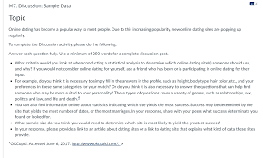 Altogether we have helped over 50,000 users avoid being scammed online. M7 Discussion Sample Data Topic Online Dating Ha Chegg Com