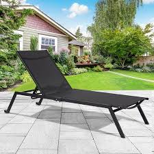 Gymax Patio Chaise Lounge Sling Armless Back Adjustable Outdoor Black Walmart Com Patio Chaise Lounge Outdoor Patio Chaise Lounge Outdoor Chaise Lounge Chair