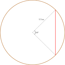 It should be noted that the diameter is the longest chord of a circle which passes through the center of the circle. Find The Length Of The Chord Given That The Circle S Diameter And The Subtended Angle Mathematics Stack Exchange