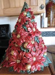 Rare Vintage Table Top Arbre Arbre De Poinsettia Arbre De Etsy Vintage Ceramic Christmas Tree Ceramic Christmas Tree Lights Ceramic Christmas Trees