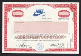True ownership of one share of nike stock framed like you want. Nike Inc Specimen Stock