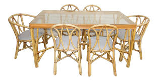 | skip to page navigation. Vintage Bamboo And Rattan Dining Set 7 Pieces Chairish