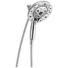 Rain shower heads can be mounted on the wall or the ceiling. H2okinetic In2ition 5 Setting Two In One Shower 58480 Pk Delta Faucet