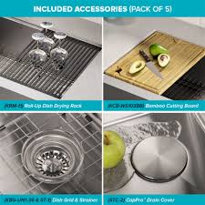 The kitchen sink is an integral part of your daily kitchen routine. Kraus Kore Apron Front Farmhouse Workstation Kitchen Sink Single Bowl 35 88 In Stainless Steel Lowe S Canada