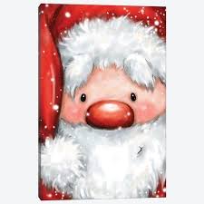 Santa Portrait Canvas Wall Art By Makiko Icanvas In 2021 Christmas Paintings Christmas Drawing Christmas Art