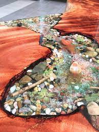 Glass washbasin with fish tank; Mahogany Wood With 3d Goldfish In Resin Coffee Table Design Craft Artwork On Carousell