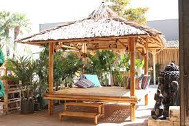 Bamboo Gazebo 2 5 X 2 5 With Floor Thatch Roof Other Sizes Available Drovers Gazebo Bali Huts Bamboo Architecture