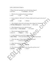 With an unforgettable soundtrack written by disney legends alan menken and howard ashman. English Worksheets Quiz Questions For Esl Students