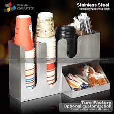 Cup Lid Dispensers Holder Coffee Stainess Steel Caddy Rack Dispenser Counter Organizer Diy Shoe Storage Art Storage Wood Storage Rack