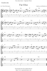 Ukulele sheet music with tabs. Free Sheet Music Scores Fur Elise Free Ukulele Tabs Sheet Music Ukulele Songs Beginner Ukulele Songs Ukulele Fingerpicking Songs