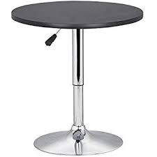 Yaheetech Adjustable Height Round Bristo Bar Pub Table 360 Swivel Mdf Top 70 90 Cm High Table Black Bar Set Furniture Breakfast Bar Kitchen Bar Set