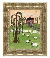 Sold at Auction: BARBARA THIBODEAUX ACRYLIC FOLK ART PAINTING