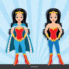 Wonder Woman Illustration Wonder Woman Clipart Superhero Woman Illustration Scrapbook Clipart Superhero Clipart