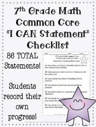 7th Grade Math I Can Statements 7th Grade Math Math About Me I Can Statements