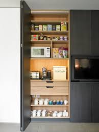 Breakfast Cabinet With Bi Fold Doors Contemporary Bifold Kitchen Cabinet Door Hinges Kitchen Pantry Design Pantry Design Contemporary Kitchen
