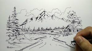 Download gambar pemandangan untuk wallpaper. Gambar Sketsa Pemandangan Alam Kota Desa Pantai Laut Hutan