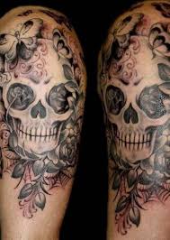 Black And White Sugar Skull Thigh Tattoo Trendy Tattoo Flower Sleeve Black And White Sugar Skull 40 Ideas Web Tattoo Tattoo Designs Skull Tattoos