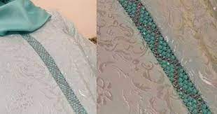 خياطة الراندة بالعقيق على شكل زيك زاك على الجلابة المغربية مع أم عمران randa beaded bracelets embroidered friendship bracelet beaded