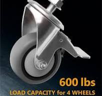‎POWERTEC 3 in. Swivel Stem Caster Wheels with Brake, Heavy Duty Stem  Casters, Dual Locking TPR Rubber Castor Wheels (4-Pack) 17201