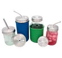 Straw Hole Tumbler Stainless Steel Lids for Mason Jars 5 Pack - Wide Mouth