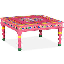 New, vintage and antique chinese coffee tables. Vidaxl Solid Mango Wood Furniture Pink Hand Painted Coffee Table Cafe Tables Aliexpress