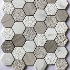 Check spelling or type a new query. China Hexagon White Grey Marble Stone Mosaic Tile For Kitchen Backsplash China Art Mosaic Building Material