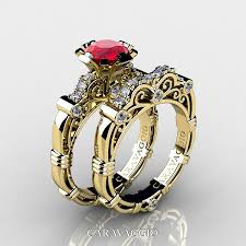 Choose from a large collection of classic or contemporary wedding sets, timeless solitaire engagement rings, fancy colored diamonds, and more. Art Masters Caravaggio 14k Yellow Gold 1 0 Ct Ruby Diamond Engagement Ring Wedding Band Set R623s 14kygdr Caravaggio Jewelry