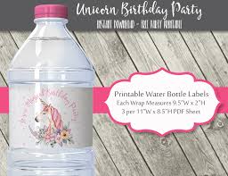 Unicorn Birthday Party Water Bottle Labels Unicorn Birthday Diy Water Bottle Labels Unicorn Water Bottle