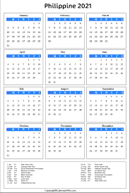 All 12 months of 2021 on a single page. Printable Philippines Calendar 2021 With Holidays Public Holidays