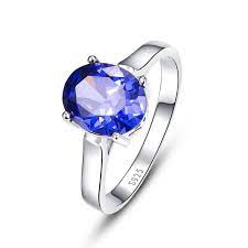 Promotion Wedding Jewelry 4 3carats Blue Sapphire Rings Fashion Female Tanzanite Stone Pure Solid 925 Blue Stone Ring Blue Sapphire Rings Silver Jewelry Store