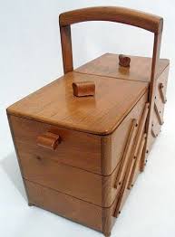 Vintage Cantilever Wooden Sewing Box Circa 1950s My Mom Had One Of Those Wooden Sewing Box Vintage Sewing Box Sewing Box