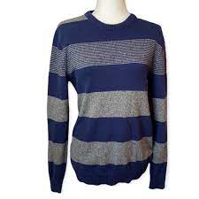 American Rag Sweaters American Rag Mens Blue And Gray Striped Sweater Poshmark
