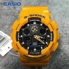 Some models count with bluetooth connected technology and atomic timekeeping. Casio G Shock Bumblebee Ga 100a 9a Large Dial Trend Sports Waterproof Watch Shopee Malaysia