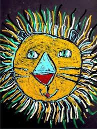 Lion Art Lesson For Kids Oil Pastels On Black Paper First Grade Art Art Animal Art Projects