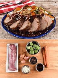 Fig Glazed Pork Tenderloin With Roasted Brussels Sprouts And Carrots Recipe Pork Glaze Cooking Pork Tenderloin Hello Fresh Recipes
