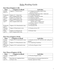 Holes Reading Guide
