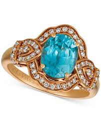 Le Vian Blue Zircon 1 9 10 Ct T W Diamond 3 4 Ct T W Ring In 14k Rose Gold Reviews Rings Jewelry Watches Macy S In 2020 Blue Zircon Levian Blue Topaz Ring