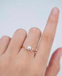 Pearl Engagement Ring Vintage Rose Gold Women Wedding Diamond Etsy Pearl Engagement Ring Vintage Pearl Engagement Ring Rose Gold Engagement Ring Vintage