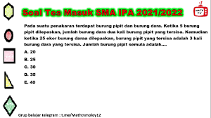 Check spelling or type a new query. Soal Tes Masuk Sma Ipa 2021 2022 1 Youtube