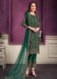 Green Golden Designer Heavy Embroidered Pant Style Suit - Indian Heavy  Anarkali Lehenga Gowns Sharara Sarees Pakistani Dresses in  USA/UK/Canada/UAE - IndiaBoulevard