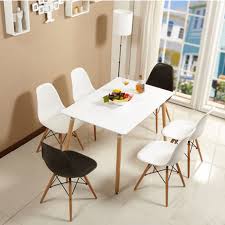 Eames Style Dsw White Rectangular Dining Table Farmhouse Table Chairs White Leather Dining Chairs Leather Dining Chairs